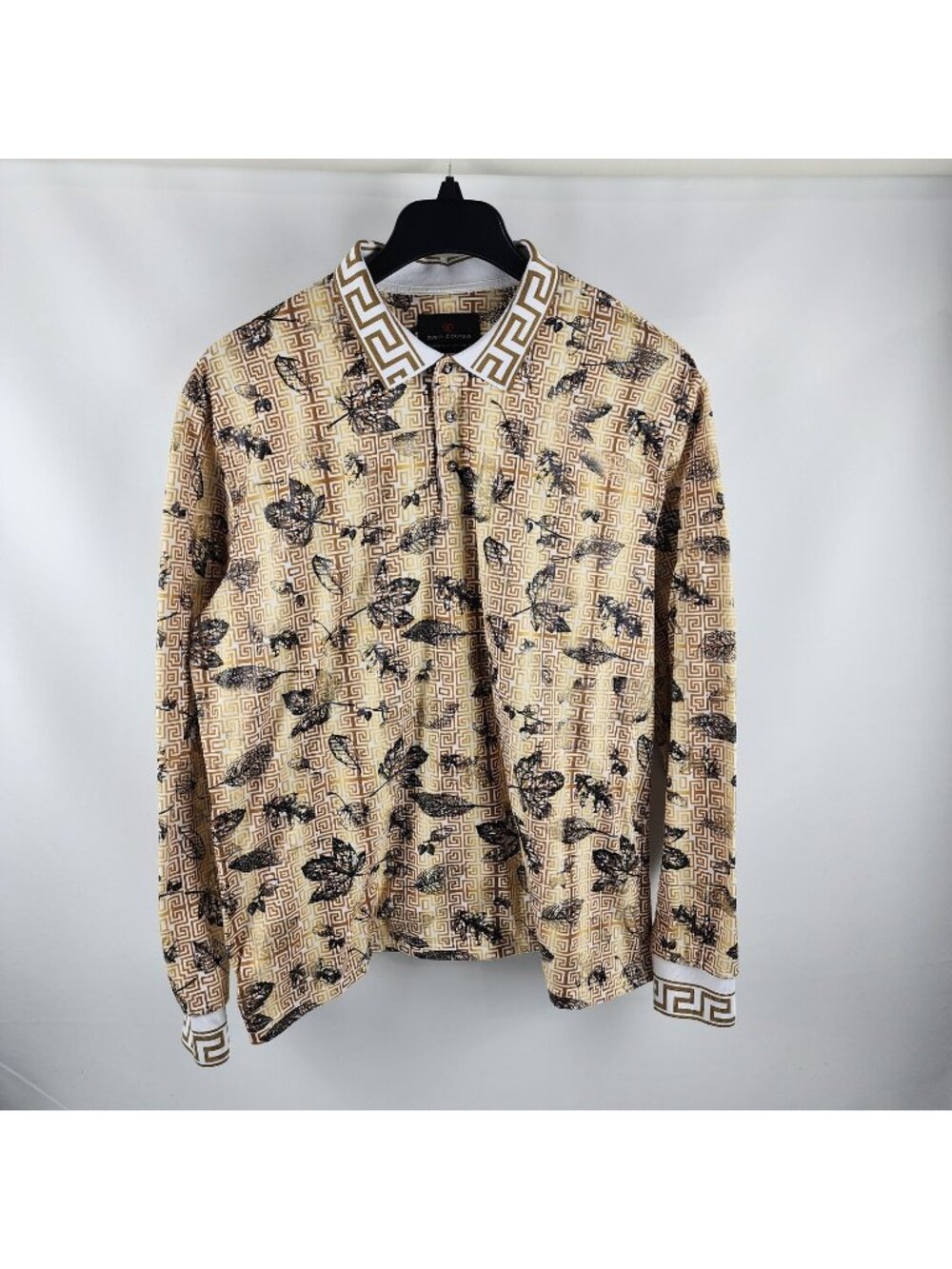 Suslo Couture Shirt Men XXL Multicolor Geometric Slim Fit L/S Polo 4 Way Stretch